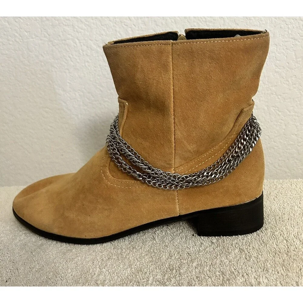 Black and Street Handmade Men's 44 US 10 Wedge Leather Silver Chain Tassel Boots